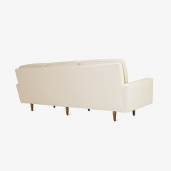 Florence Knoll Early Florence Knoll Three Seat Model 26 Sofa in Ivory Luxe Suede - 471759