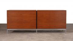 Florence Knoll Florence Knoll 6 Drawer Double Dresser in Teak with Satin Nickel Base 1960s - 3859294