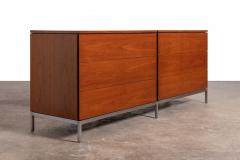 Florence Knoll Florence Knoll 6 Drawer Double Dresser in Teak with Satin Nickel Base 1960s - 3859297