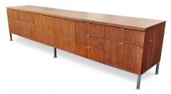 Florence Knoll Florence Knoll Attr Restored Low Long Teak Chrome Credenza Circa 1960s MCM - 2929135