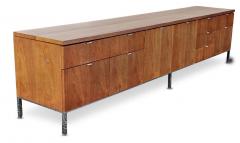 Florence Knoll Florence Knoll Attr Restored Low Long Teak Chrome Credenza Circa 1960s MCM - 2929136