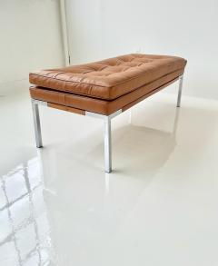 Florence Knoll Florence Knoll Chrome and Walnut Leather Bench - 3595272