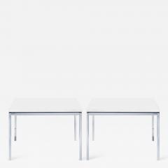 Florence Knoll Florence Knoll Coffee Side Tables in White Marble Pair - 1750193