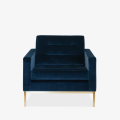 Florence Knoll Florence Knoll Lounge Chairs in Navy Velvet Brushed Brass Pair - 1625092