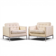 Florence Knoll Florence Knoll Mid Century Relaxed Cube Club Lounge Chairs Pair - 4702563