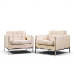 Florence Knoll Florence Knoll Mid Century Relaxed Cube Club Lounge Chairs Pair - 4702564