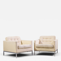 Florence Knoll Florence Knoll Mid Century Relaxed Cube Club Lounge Chairs Pair - 4703411