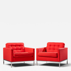 Florence Knoll Florence Knoll Mid Century Relaxed Cube Club Lounge Chairs Pair - 4705777