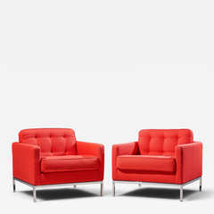 Florence Knoll Florence Knoll Mid Century Relaxed Cube Club Lounge Chairs Pair - 4708079