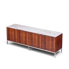 Florence Knoll Florence Knoll Mid Century Rosewood Marble and Chrome Executive Cabinet Credenza - 4729788