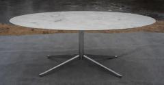 Florence Knoll Florence Knoll Mid Century Satin Oval Carrara Marble 78x48 Dining Table or Desk - 3947321