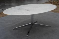 Florence Knoll Florence Knoll Mid Century Satin Oval Carrara Marble 78x48 Dining Table or Desk - 3947324