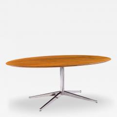 Florence Knoll Florence Knoll Mid Century Walnut and Chrome Oval Dining Table - 4529417