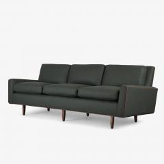 Florence Knoll Florence Knoll Model 26 Sofa in Forest Green British Wool Leather Piping - 4036101