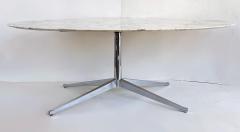 Florence Knoll Florence Knoll Oval Carrara Marble Dining Table Signed Stainless Steel Base - 4549243