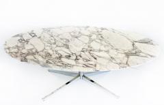 Florence Knoll Florence Knoll Oval Carrara Marble Dining Table Signed Stainless Steel Base - 4549246