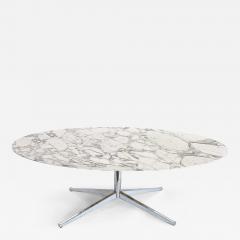 Florence Knoll Florence Knoll Oval Carrara Marble Dining Table Signed Stainless Steel Base - 4553359