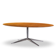Florence Knoll Florence Knoll Oval Top Rosewood and Chrome Dining Table - 4710641