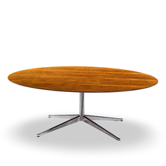 Florence Knoll Florence Knoll Oval Top Rosewood and Chrome Dining Table - 4710645