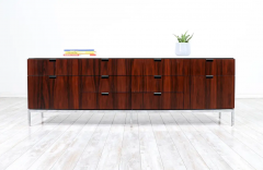Florence Knoll Florence Knoll Rosewood Steel Credenza with Carrara Marble Top - 2451752