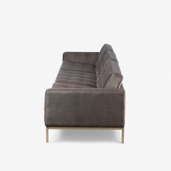 Florence Knoll Florence Knoll Sofa in Bronze Gray Performance Velvet With Brushed Brass Base - 2416357