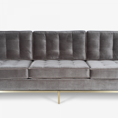 Florence Knoll Florence Knoll Sofa in Bronze Gray Performance Velvet With Brushed Brass Base - 2416360