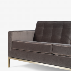 Florence Knoll Florence Knoll Sofa in Bronze Gray Performance Velvet With Brushed Brass Base - 2416362