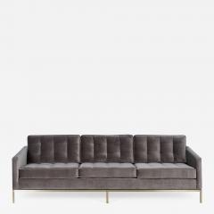 Florence Knoll Florence Knoll Sofa in Bronze Gray Performance Velvet With Brushed Brass Base - 2417549