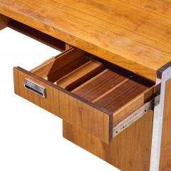 Florence Knoll Florence Knoll Style Mid Century Chrome and Walnut Executive Desk - 4687018