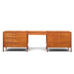 Florence Knoll Florence Knoll for Knoll Mid Century Walnut 3 Piece Vanity Set - 4786047
