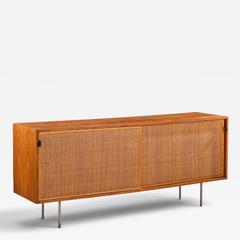 Florence Knoll Florence Knoll for Knoll Model 116 Walnut and Cane Sliding Door Credenza - 4789402