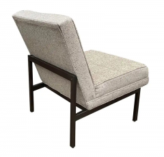 Florence Knoll Mid Century Modern Slipper Lounge Chairs in Grey Tweed with Bronze Frames - 2537435