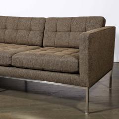 Florence Knoll Modernist Biscuit Tufted Relaxed Sofa in Holly Hunt Fabric by Florence Knoll - 3443077