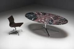 Florence Knoll Oval Burgundy Marble Dining Table by Florence Knoll United States 1960s - 3484453