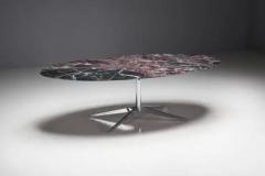 Florence Knoll Oval Burgundy Marble Dining Table by Florence Knoll United States 1960s - 3484461