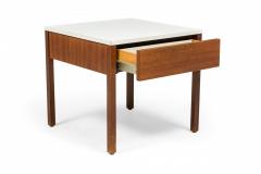 Florence Knoll Pair Of Florence Knoll White Laminate And Walnut Square Nightstands End Tables - 3169771