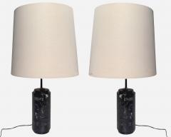 Florence Knoll Pair of black marble lamps with sliding shade by F Knoll Knoll Intl circa 1960 - 3912461