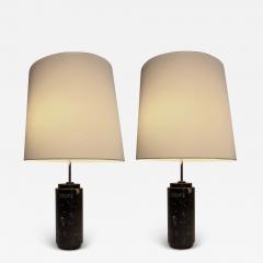 Florence Knoll Pair of black marble lamps with sliding shade by F Knoll Knoll Intl circa 1960 - 3917238