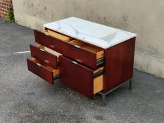 Florence Knoll Restored Vintage Carrara Marble and Rosewood Florence Knoll Credenza - 3114201