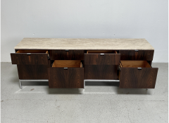 Florence Knoll Rosewood and Travertine Credenza - 3385102