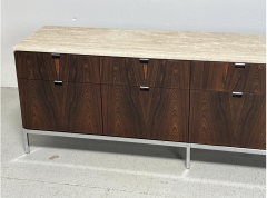 Florence Knoll Rosewood and Travertine Credenza - 3385103