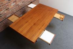 Florence Knoll Vintage Florence Knoll Teak and Chromed Steel Partners Desk Executive Desk - 4242832