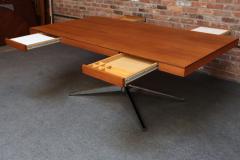 Florence Knoll Vintage Florence Knoll Teak and Chromed Steel Partners Desk Executive Desk - 4242833