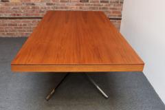 Florence Knoll Vintage Florence Knoll Teak and Chromed Steel Partners Desk Executive Desk - 4242835