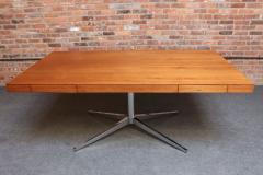Florence Knoll Vintage Florence Knoll Teak and Chromed Steel Partners Desk Executive Desk - 4242836