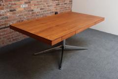 Florence Knoll Vintage Florence Knoll Teak and Chromed Steel Partners Desk Executive Desk - 4242837