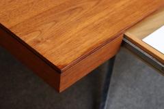 Florence Knoll Vintage Florence Knoll Teak and Chromed Steel Partners Desk Executive Desk - 4242838