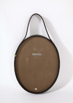 Florentine Leather Wrapped Oval Mirror Italy 1960s - 2919672