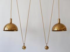 Florian Schulz Rare Early Double Solid Brass Counterweight Pendant Lamp by Florian Schulz 1960s - 2511904