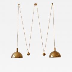 Florian Schulz Rare Early Double Solid Brass Counterweight Pendant Lamp by Florian Schulz 1960s - 2515671